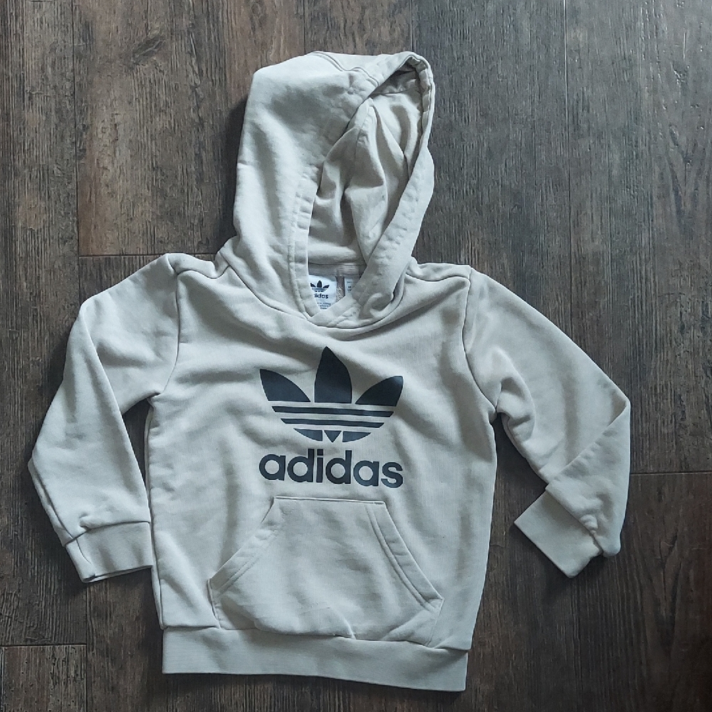 Adidas Kids Cream Hoodie with Black Logo